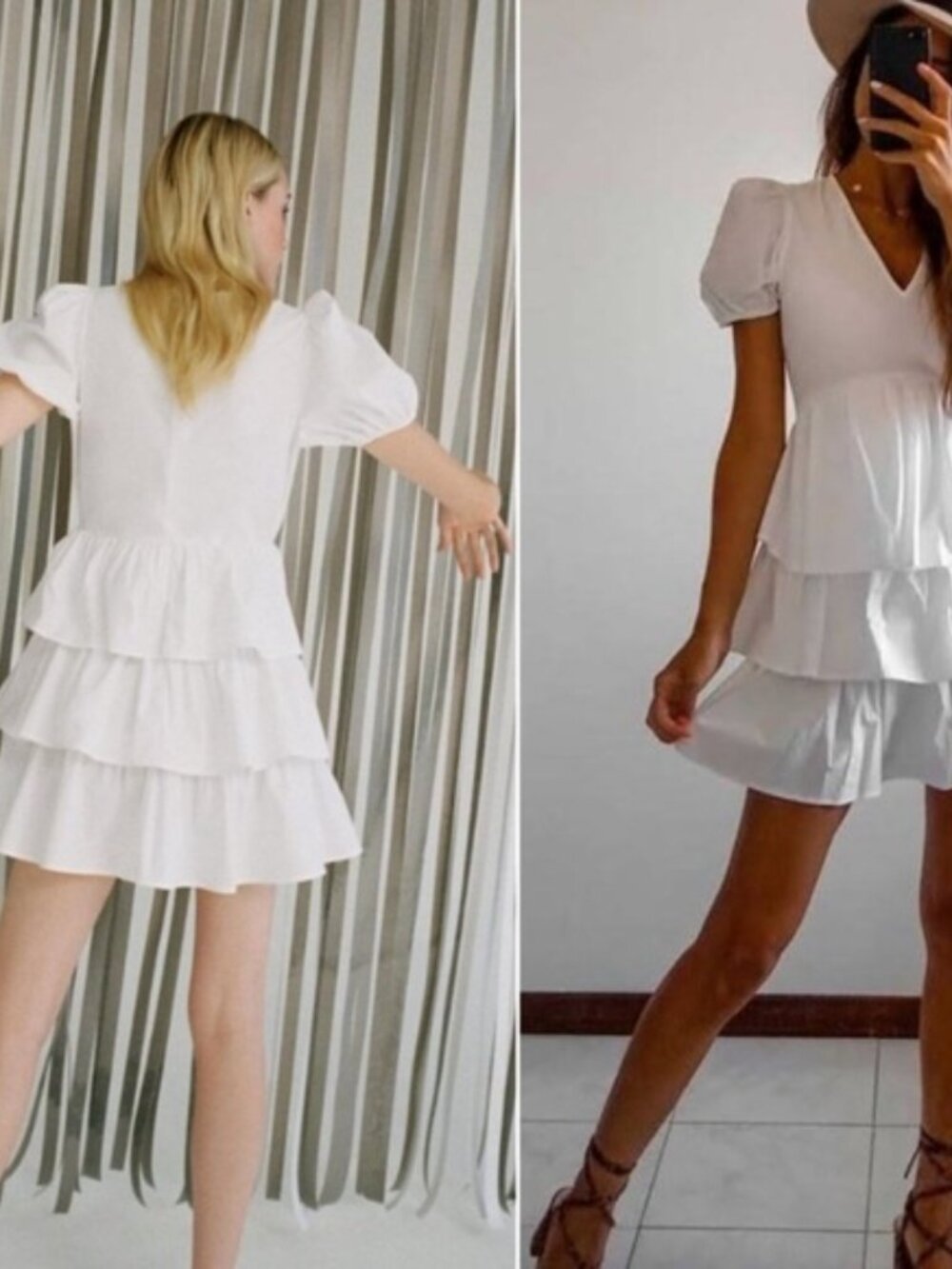 ZARA Poplin Mini Dress White Medium